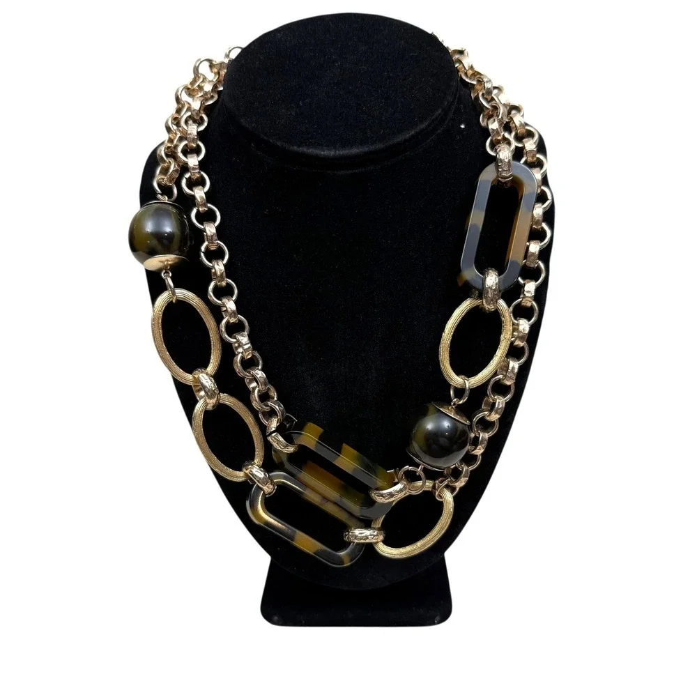 Catherines Womens Long Statement Necklace Gold Chain Link Chunky Bold 21 in